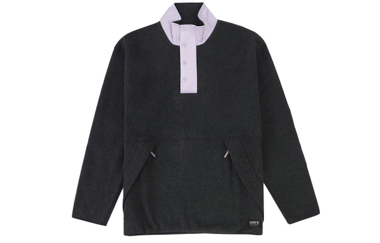 Levi's Gray Knitted Pullover Sweatshirt with Stand-Up Collar Casual Style 21258-0000