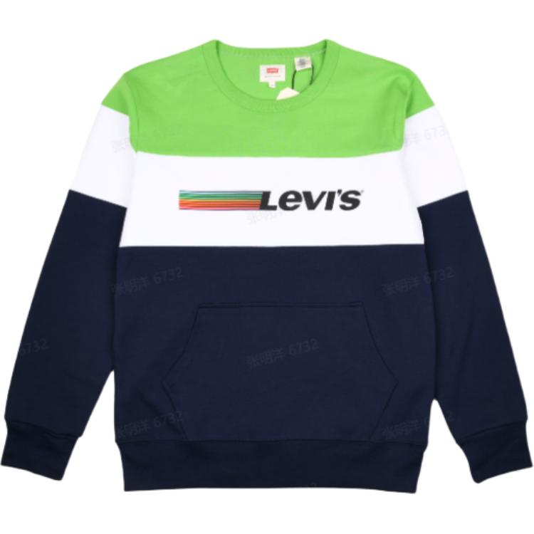 Levi's Green Colorblock Logo Pullover Sweatshirt Casual Long Sleeve. 85581-0000