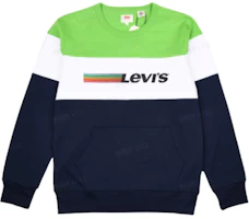 Levi's Green Colorblock Logo Pullover Sweatshirt Casual Long Sleeve. 85581-0000 Levi's Green Colorblock Logo Pullover Sweatshirt Casual Long Sleeve. 85581-0000