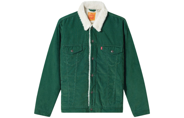 Levi's Green Corduroy-Style Jacket with Sherpa Collar 16365-0161