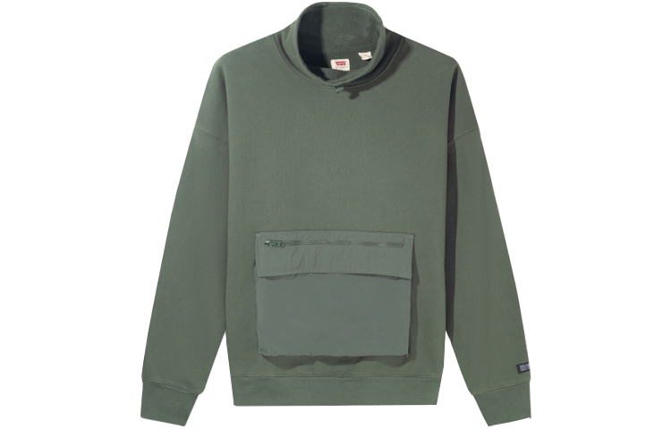 Levi's Green Solid Color Stand Collar Long-Sleeve Sweatshirt A0752-0000