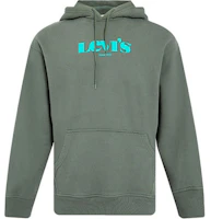 Levi's Letter Logo Printed Drawstring Long Sleeve Hoodie Green (). 38479-0065 Levi's Letter Logo Printed Drawstring Long Sleeve Hoodie Green (). 38479-0065