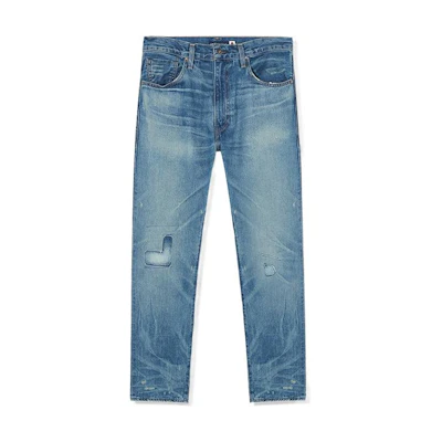 Levi'S Levis Blue Straight Fit Distressed Jeans 17599-0012