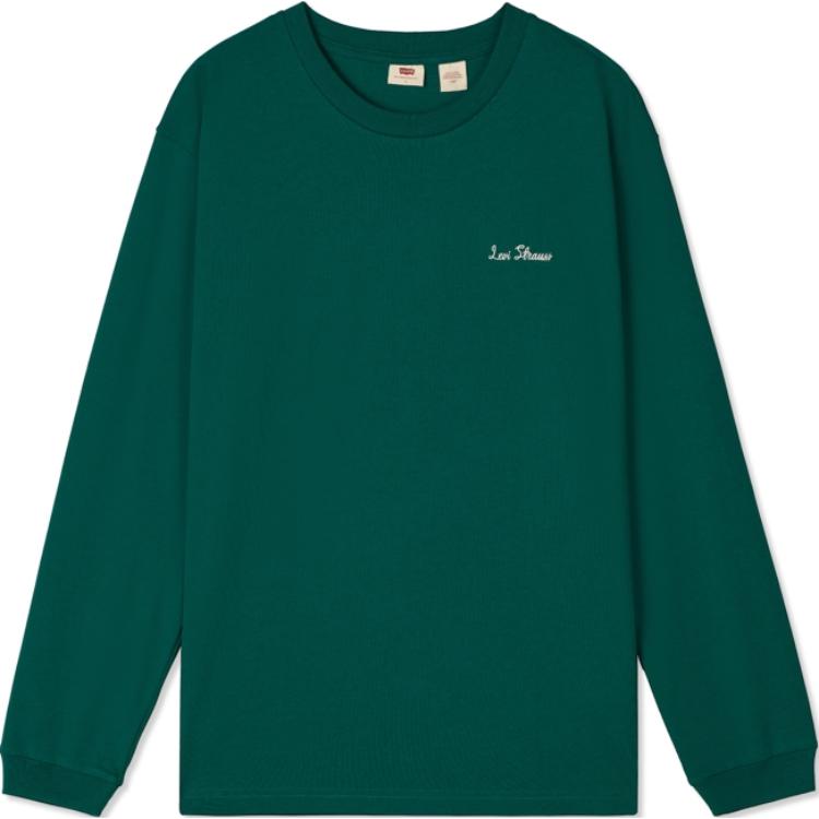 Levi's Logo Print Crewneck Sweatshirt Green - Loose Fit Long Sleeve 002HD-0002