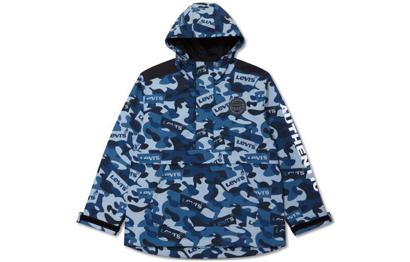 Levi's Loose Fit Colorblock Camo Hoodie Jacket - Camouflage Blue A5172-0000