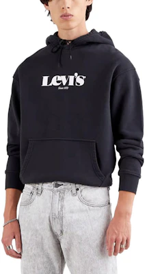 리바이스 루즈핏 레터 프린트 후디 - 블랙 38479-0039 Shop 리바이스 루즈핏 레터 프린트 후디 - 블랙 38479-0039