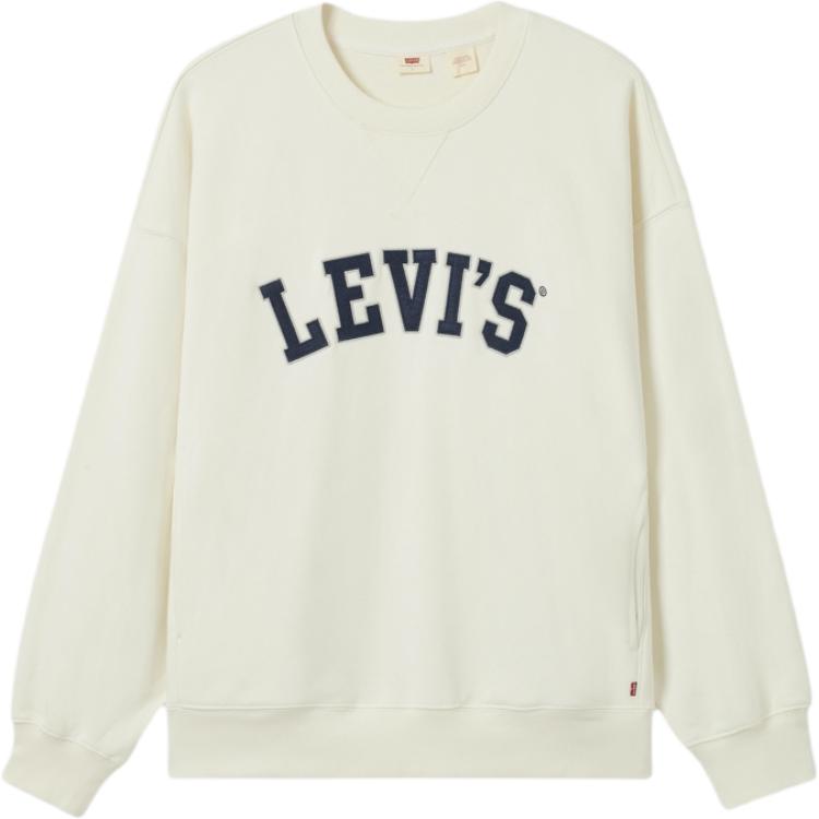 Levi's Loose Fit Logo Embroidered Beige Crewneck Sweatshirt for Men. 002HL-0000