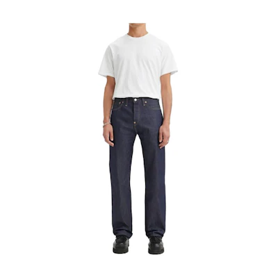 Levi's Mid-Rise Turn-up Straight Jeans - Dark Blue 37501-0018