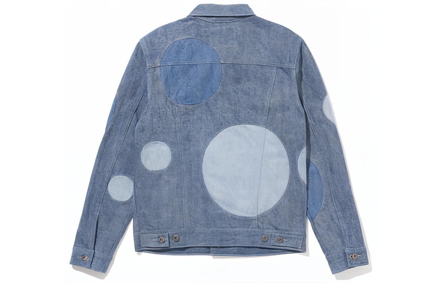 Lookbook 李维斯男士补丁破洞纽扣翻盖口袋牛仔夹克深蓝色 67485-0022