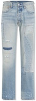 Levi's Patchwork Distressed Comfortable Jeans Men Light Blue. 00501-3521 Levi's Patchwork Distressed Comfortable Jeans Men Light Blue. 00501-3521