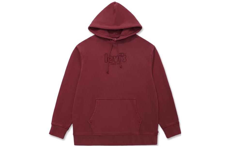 Levi's Red Solid Color Pullover Hoodie Long-Sleeve 38479-0144