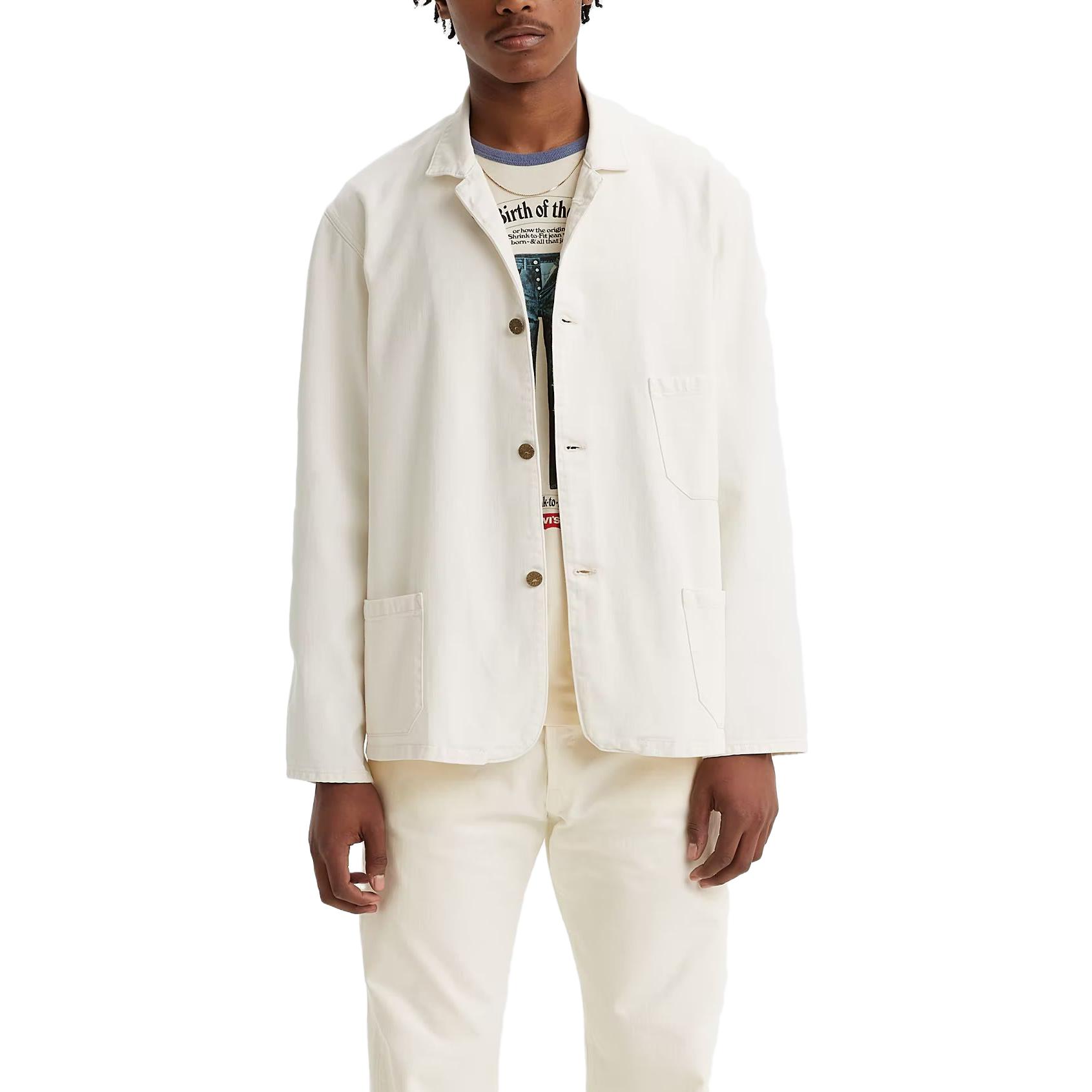 Shop Jaket Levi''s Putih Pria Model Kancing Solid. 719640012