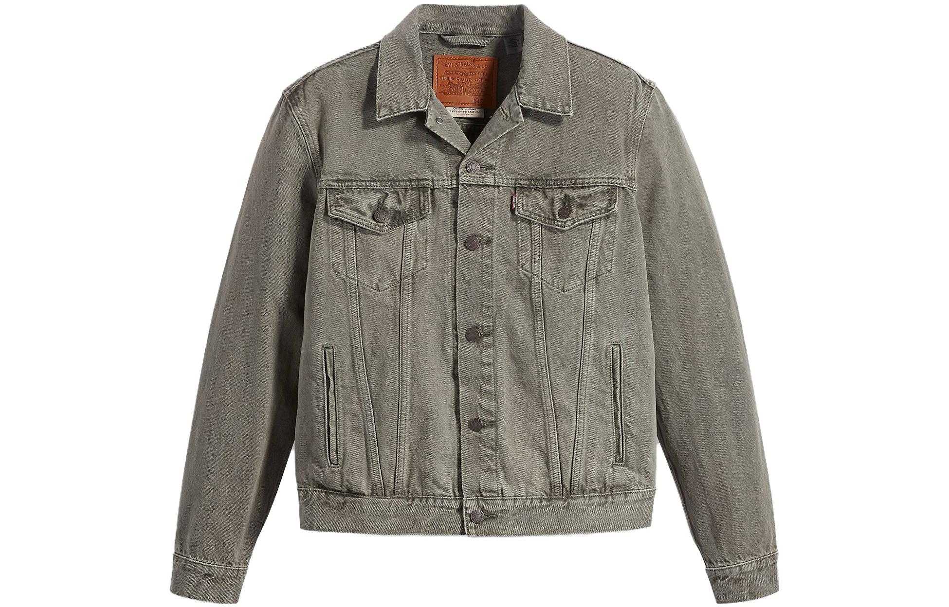 Levi's Solid Color Cuban Collar Denim Jacket Green (). 72334-0695