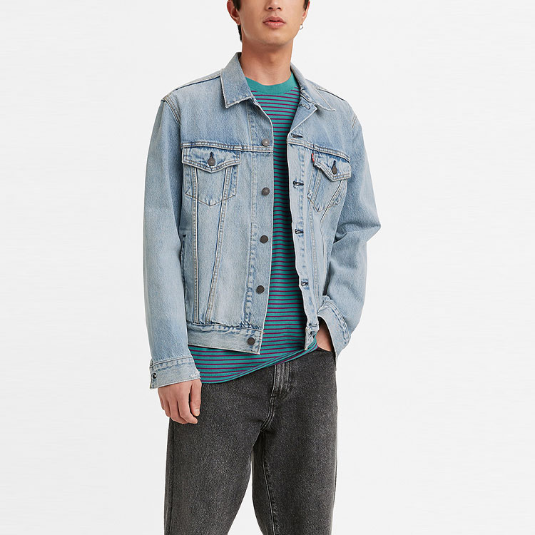 Shop Levi''s Jaket Denim Warna Solid Kasual Biru. 72334-0580