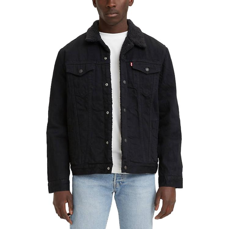 Lookbook Levi's Solid Color Long Sleeve Button-Up Jacket with Chest Pocket Black 16365-0100