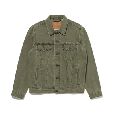 Levi's Solid Color Single-Breasted Slim-Fit Green Jacket 72334-0415