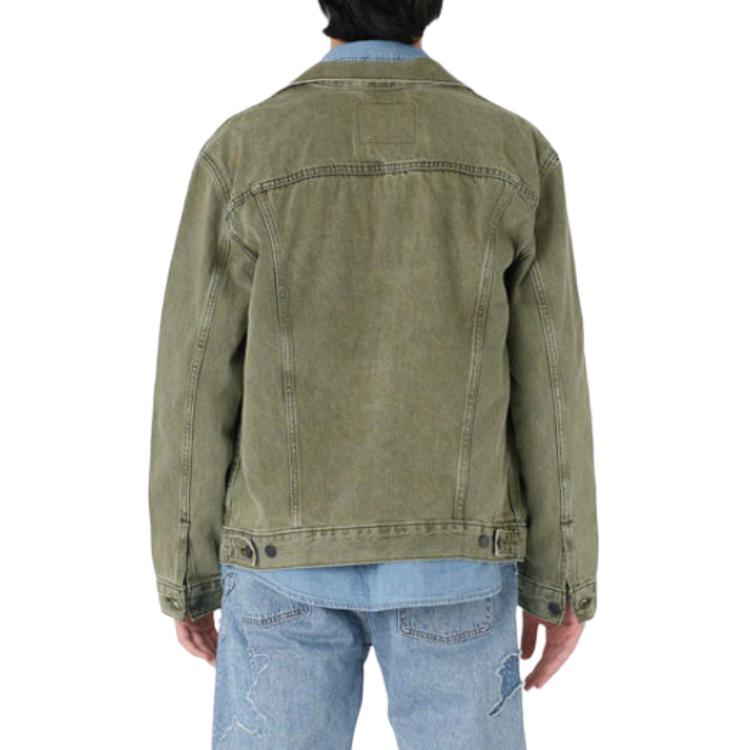 Shop Levi's Solid Color Single-Breasted Slim-Fit Green Jacket 72334-0415