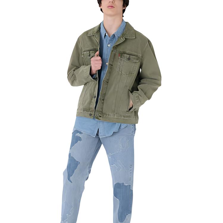 Purchase Levi's Solid Color Single-Breasted Slim-Fit Green Jacket 72334-0415