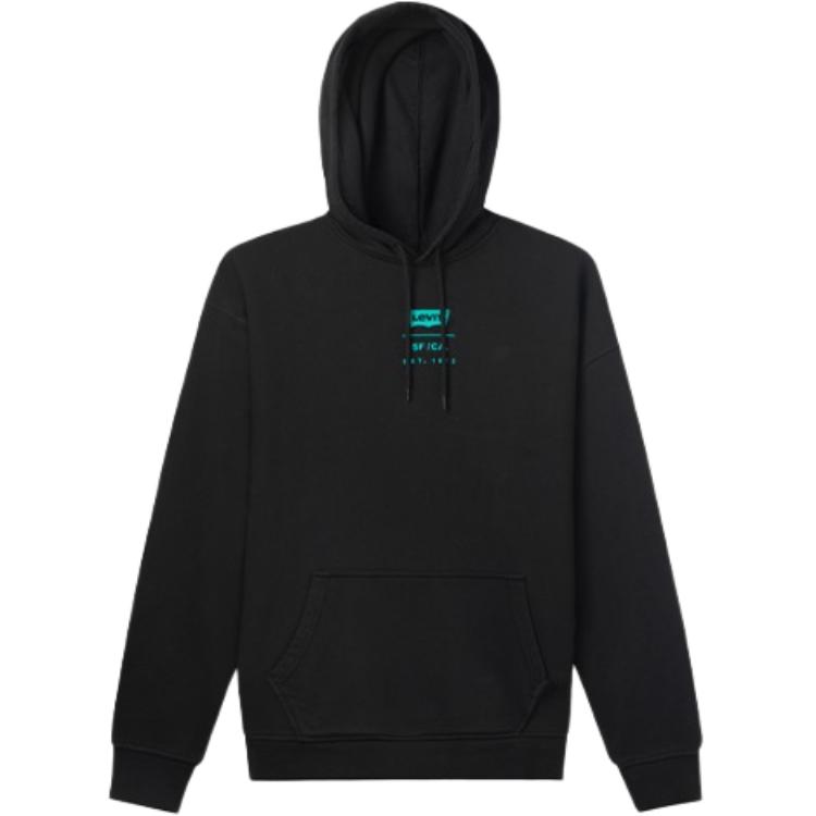 Levi's Solid Logo Print Drawstring Hoodie Black. 38479-0061