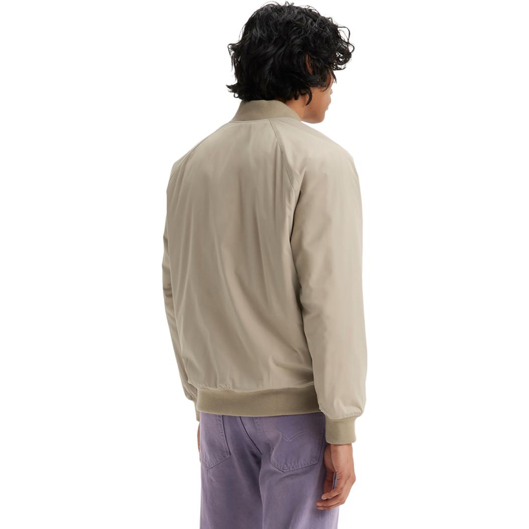 Shop Levi''s 深卡其色纯色立领飞行夹克 A4418-0005