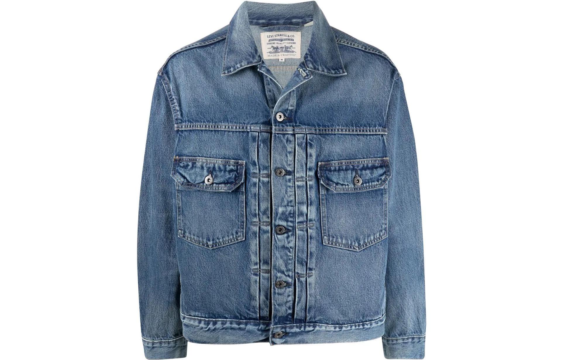 Levi's SS22 Blue Solid Single-Breasted Denim Jacket 21261-0020