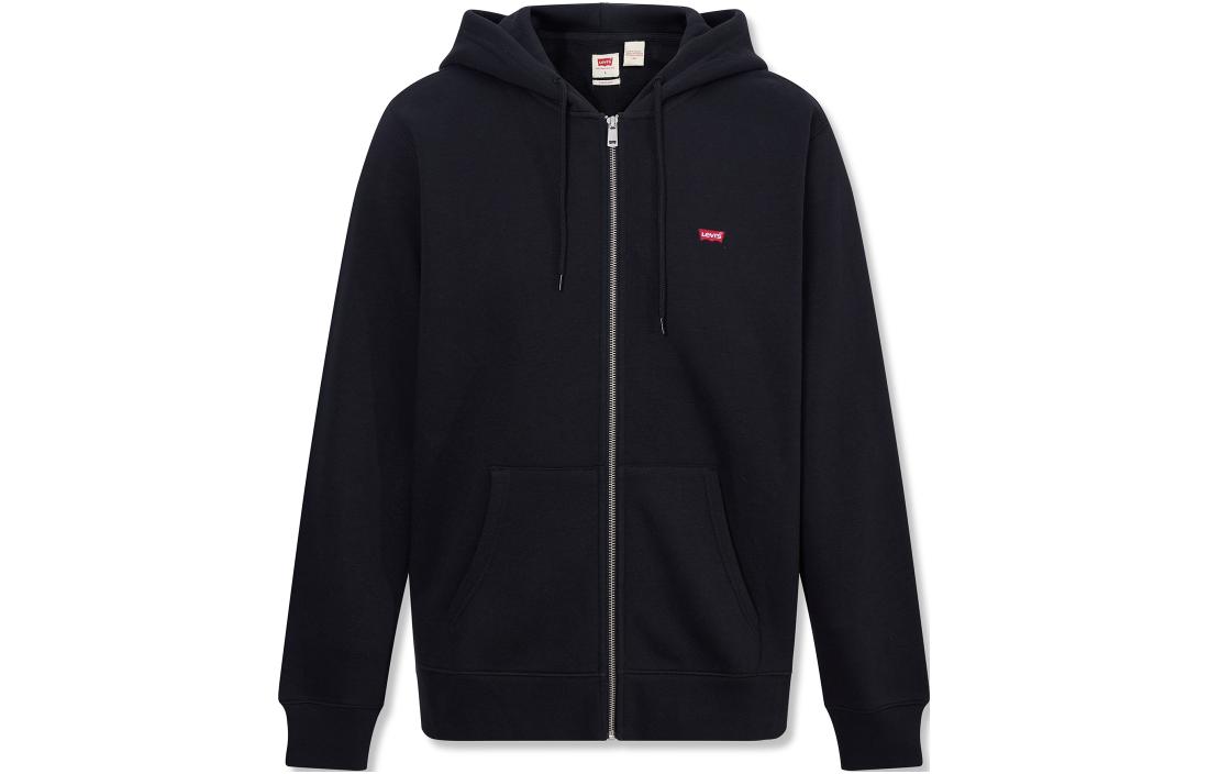 Levi's SS23 Black Solid Drawstring Hooded Zip-Up Sweatshirt 34259-0005