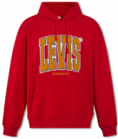Levi's SS23 Red Drawstring Logo Patch Pullover Sweatshirt for Men 38821-0145 Levi's SS23 Red Drawstring Logo Patch Pullover Sweatshirt for Men 38821-0145