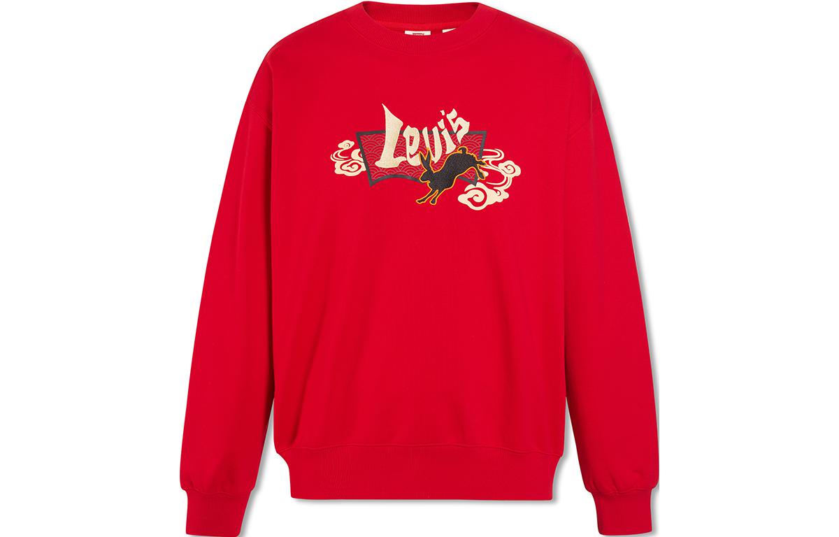Levi's SS23 Red Pullover Sweatshirt with Rabbit Logo Embroidery. A5414-0000