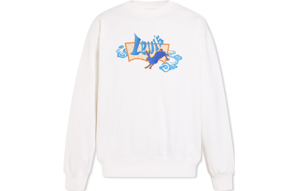 Levi's SS23 White Pullover Sweatshirt with Bunny Logo Embroidery for Men. A5414-0002