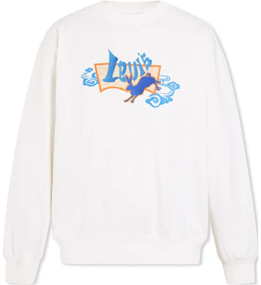 Levi's SS23 White Pullover Sweatshirt with Bunny Logo Embroidery for Men. A5414-0002 Buy Levi's SS23 White Pullover Sweatshirt with Bunny Logo Embroidery for Men. A5414-0002
