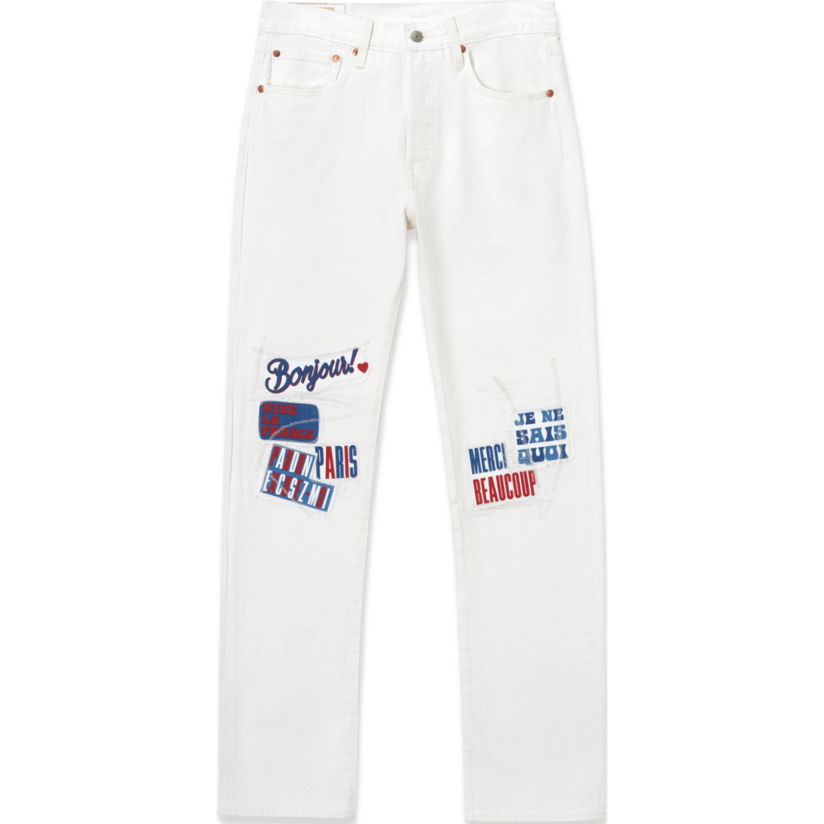 Levi's SS24 Paris Edition 501 Patch Straight Jeans White 00501-3541