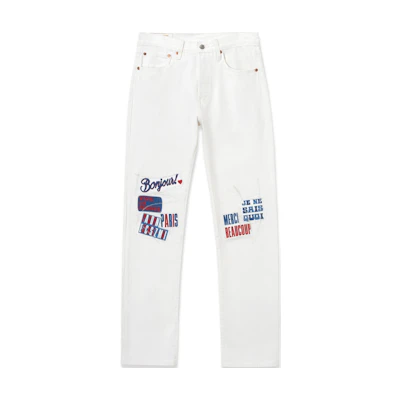 Levi's SS24 Paris Edition 501 Patch Straight Jeans White 00501-3541