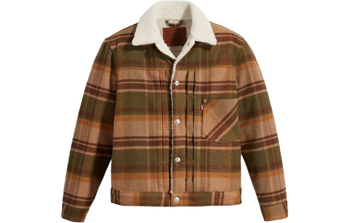 Levi's Type I Plaid Sherpa Trucker Jacket Colorblock Casual Outerwear A4882-0006