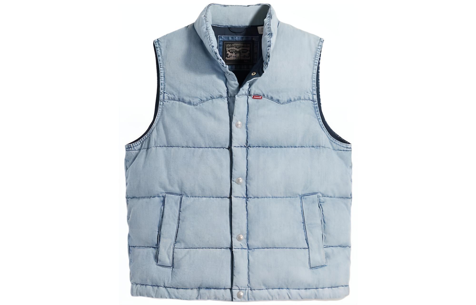 Levi's Western Blue Puffer Vest with Stand Collar A5634-0000