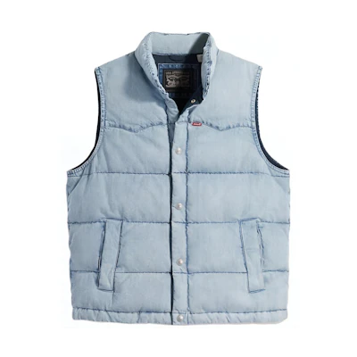 Levi's Western Blue Puffer Vest with Stand Collar A5634-0000