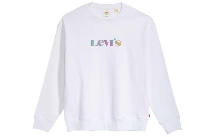 Levi's White Crewneck Logo Print Long-Sleeve Regular Fit Sweatshirt 38712-0008