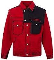 Levi's x Feng Chen Wang Red Asymmetric Multi-pocket Denim Jacket A1053-0000 Levi's x Feng Chen Wang Red Asymmetric Multi-pocket Denim Jacket A1053-0000