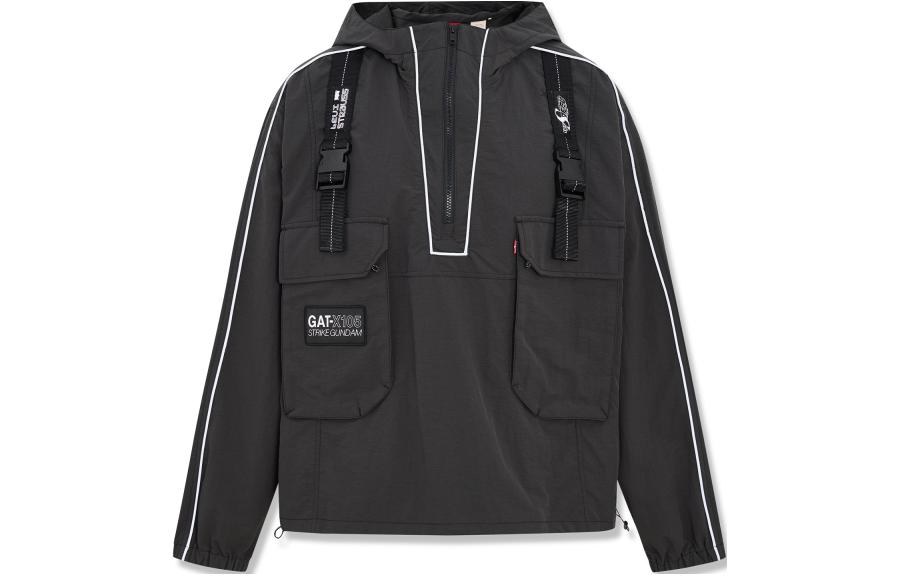 Levi's x Gundam SS24 Colorblock Anime Half-Zip Hoodie Jacket BLACK A7411-0000