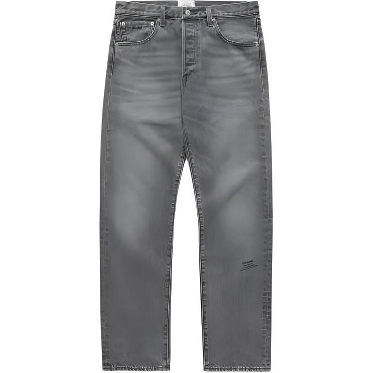 Buy 리바이스 x JJJJound 백 로고 패치 디스레스트 중간 허리 스트레이트 진 A9525-0000