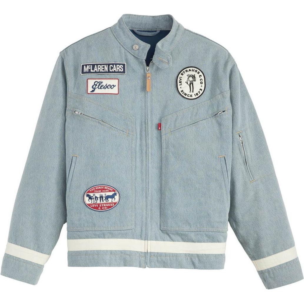 Levi's x McLaren Racing SS24 Retro Embroidered Logo Zip Jacket Unisex Light Blue A8989-0000