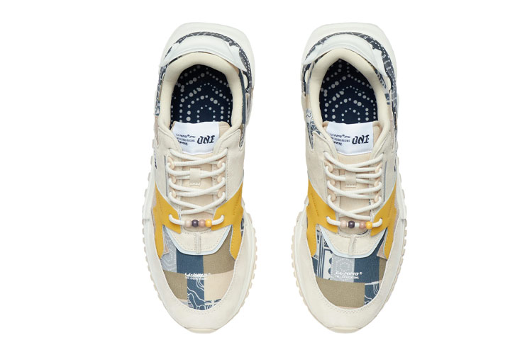Shop 李宁001 21春夏巴黎時裝週系列 匠心休閒 輕便防滑耐磨 低幫 跑步鞋 男款 灰褐黃