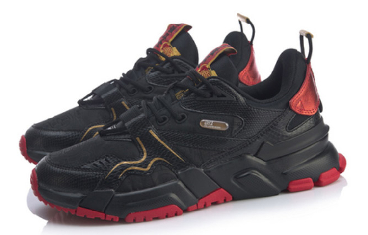 Lookbook 李宁001经典休闲鞋新年黑红配色 AGCQ103-1