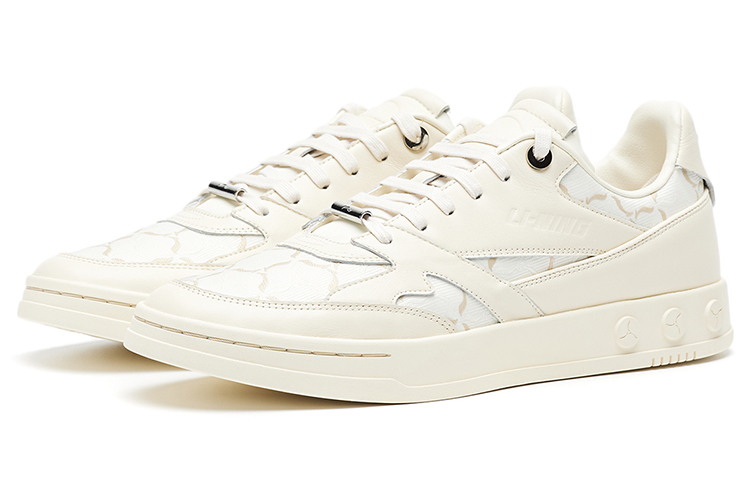 Lookbook 李宁1990時尚休閒復古低幫板鞋男款淡黃