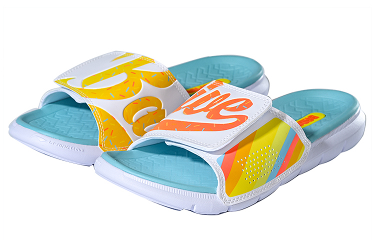 Lookbook Li-Ning 1 Badfive Basketbal Slides ''Blauw Multi'' ABTR007-1