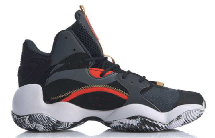 Order 李宁 空袭6 V2 減震防滑耐磨 中幫 籃球鞋 黑紅