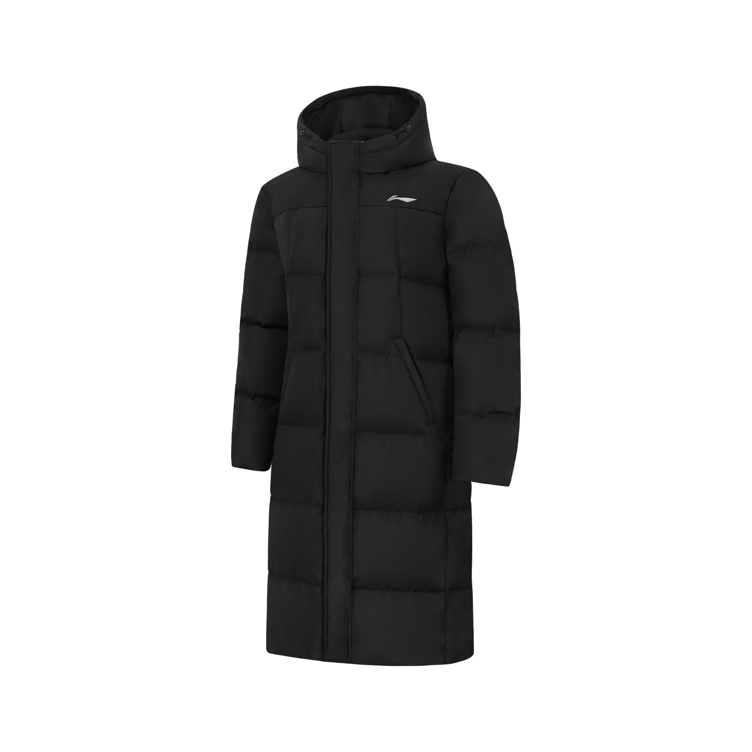 Li-Ning  Black Hooded Down Jacket with Fleece Lining AYMT199-1