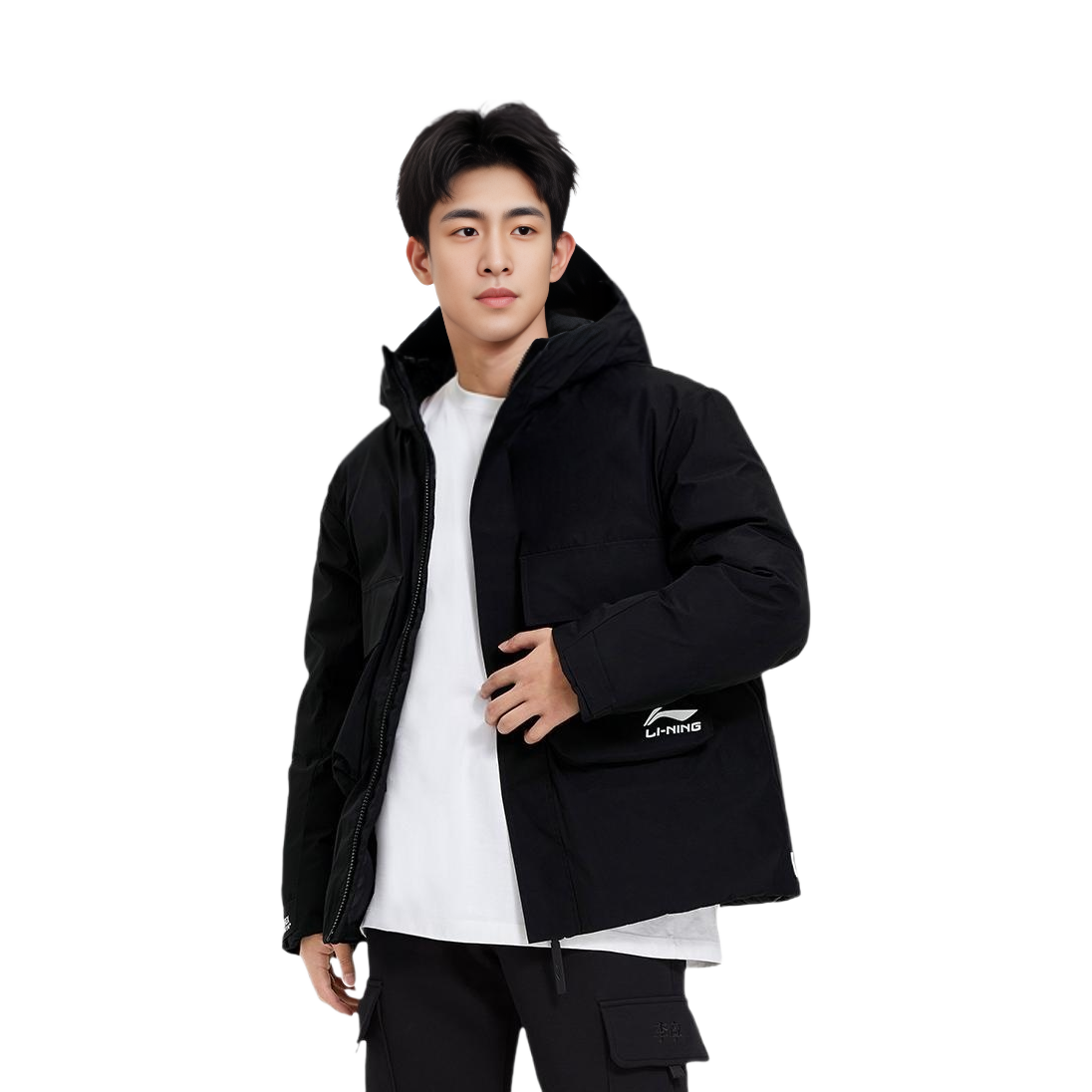 Lookbook 李寧 黑色長袖寬鬆版羽絨外套 附標籤 - 籃球系列 AYMS131-1