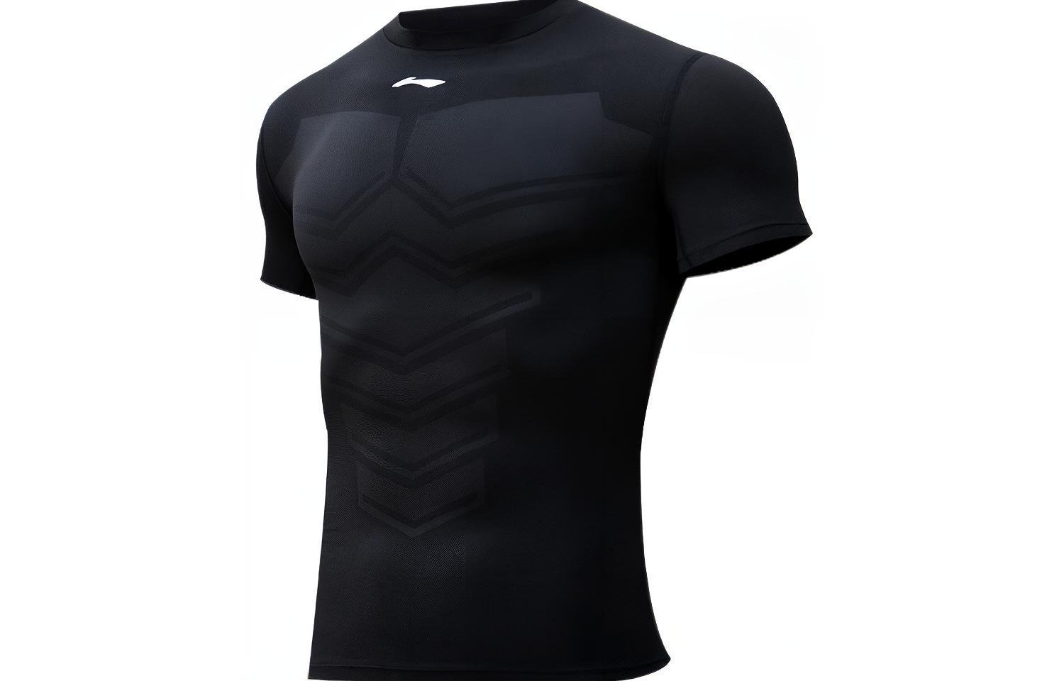 Li-Ning  Black Quick-Dry Compression Training Shirt Casual Sportswear AUDR079-1