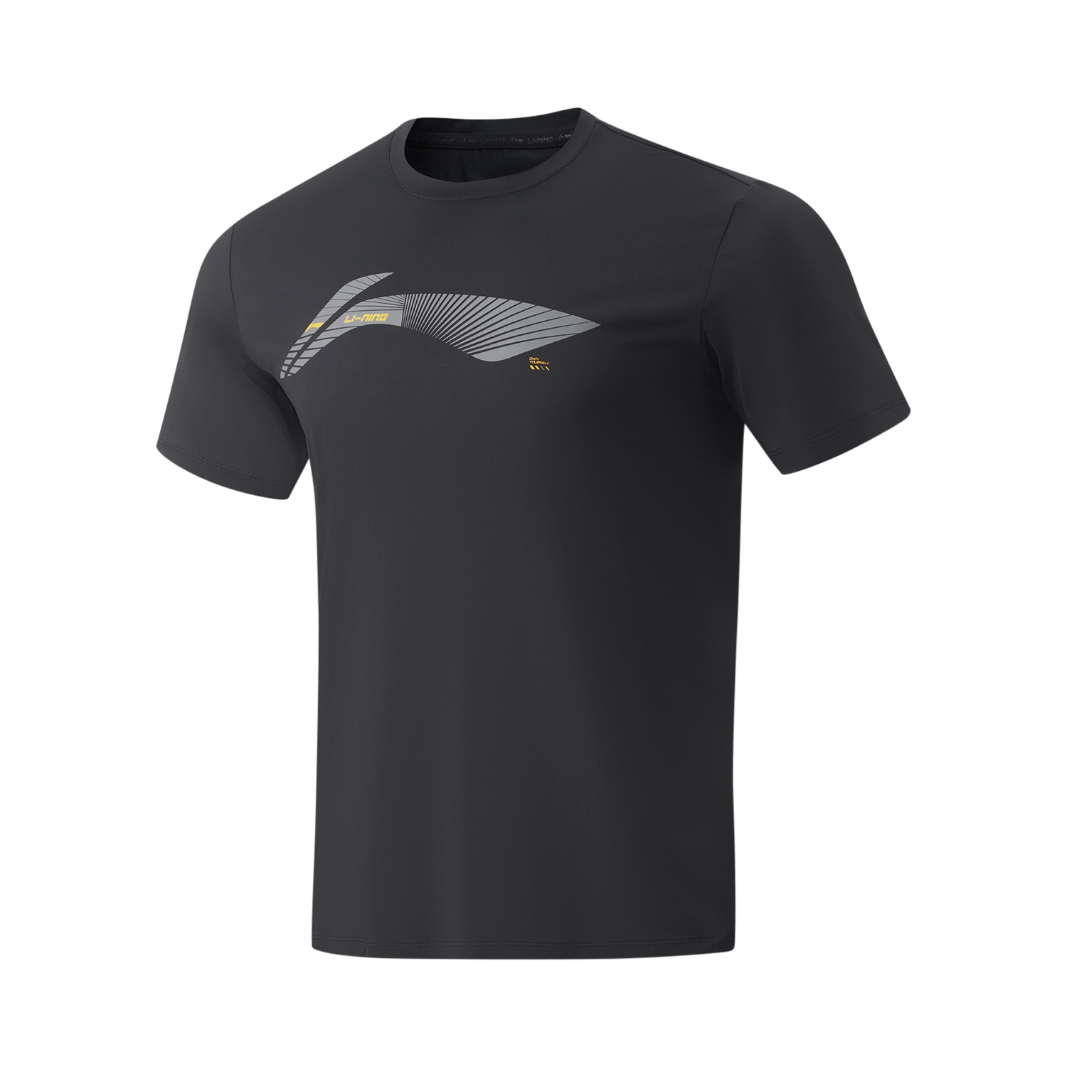 Li-Ning  Black Quick-Dry Fitness Logo Crew Neck T-Shirt. ATSU021-1