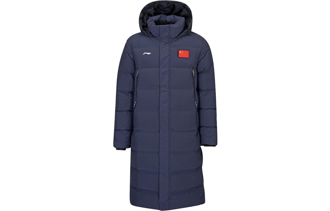 Li-Ning  Long Hooded Windproof Down Jacket Blue - Badminton Series. AYMS209-2